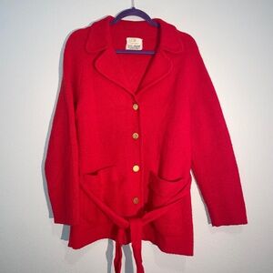Lili Of California Red Sweater with Gold Buttons Large
